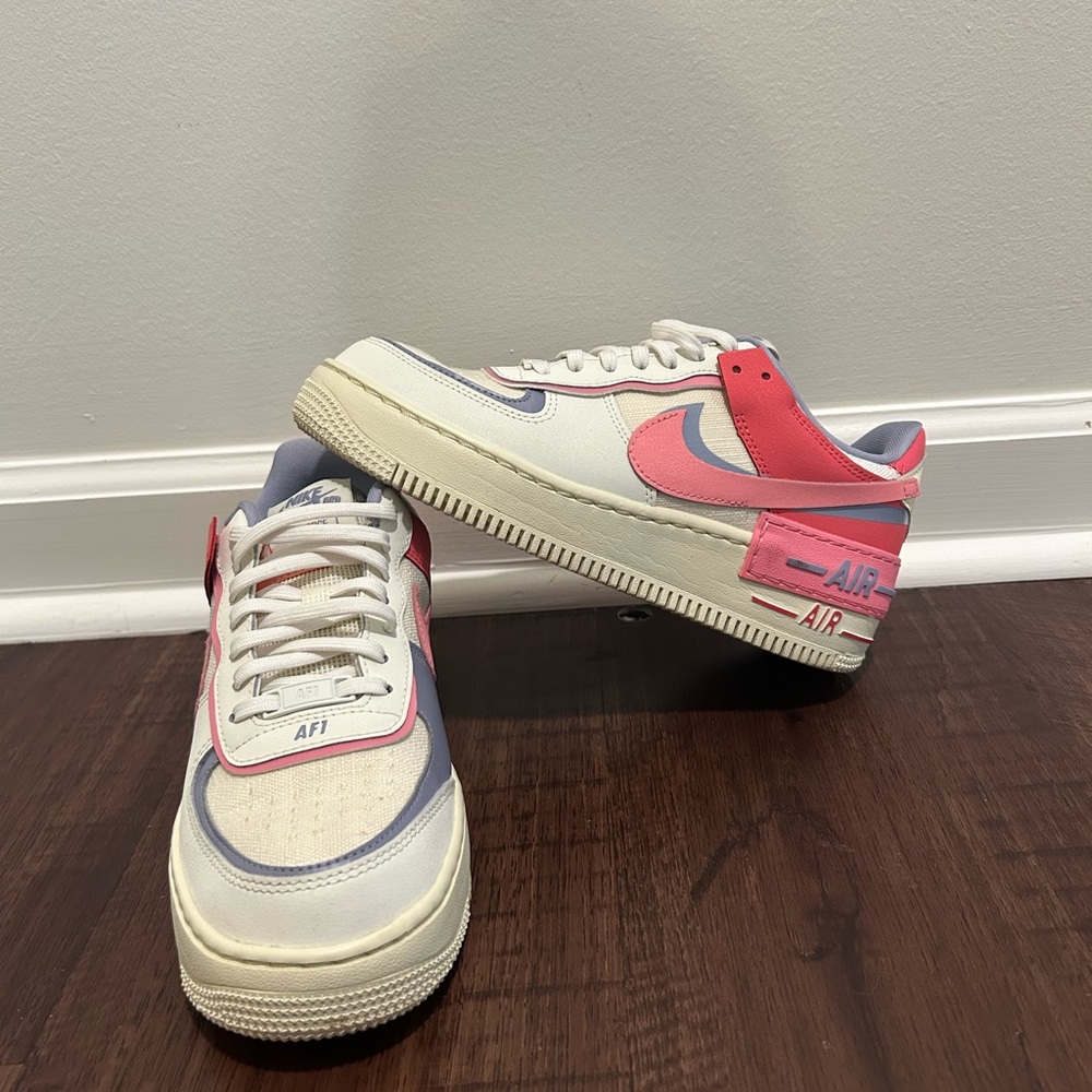 Nike Air Force 1 Sneakers - White, Pink, Blue